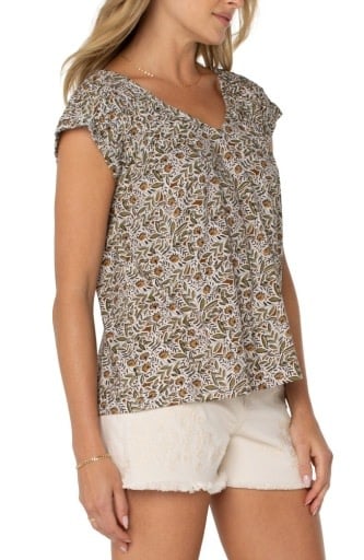 Liverpool Los Angeles short slv dolman tie back knit top