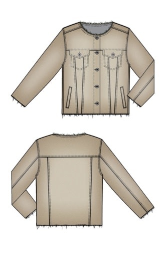 Liverpool Los Angeles collarless jean jacket w/ fray hem
