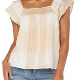 Liverpool Los Angeles short sleeve square neck woven blouse