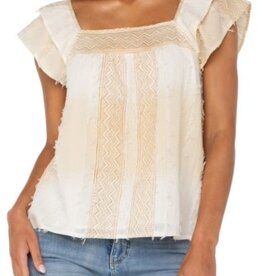 Liverpool Los Angeles short sleeve square neck woven blouse