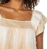 Liverpool Los Angeles short sleeve square neck woven blouse