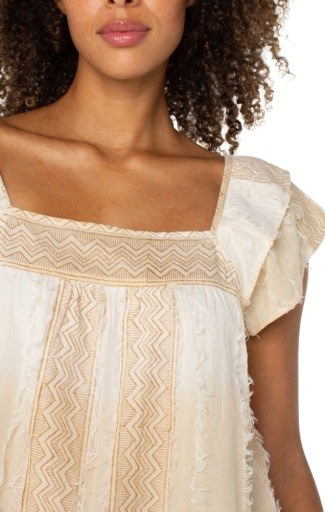 Liverpool Los Angeles short sleeve square neck woven blouse