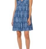 Liverpool Los Angeles easy v neck ruffle fray dress w pockets
