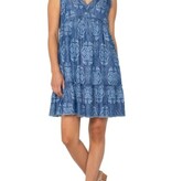 Liverpool Los Angeles easy v neck ruffle fray dress w pockets