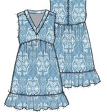 Liverpool Los Angeles easy v neck ruffle fray dress w pockets