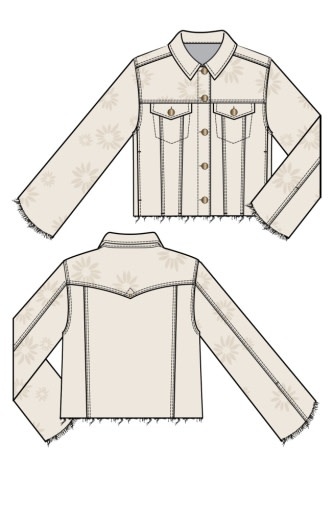 Liverpool Los Angeles jacket w fray hem & wide sleeve