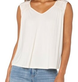 Liverpool Los Angeles sleeveless shirred detail knit top