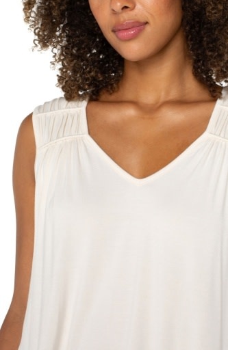 Liverpool Los Angeles sleeveless shirred detail knit top