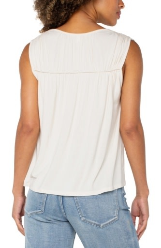 Liverpool Los Angeles sleeveless shirred detail knit top