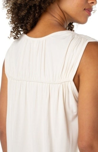 Liverpool Los Angeles sleeveless shirred detail knit top