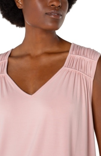 Liverpool Los Angeles sleeveless shirred detail knit top