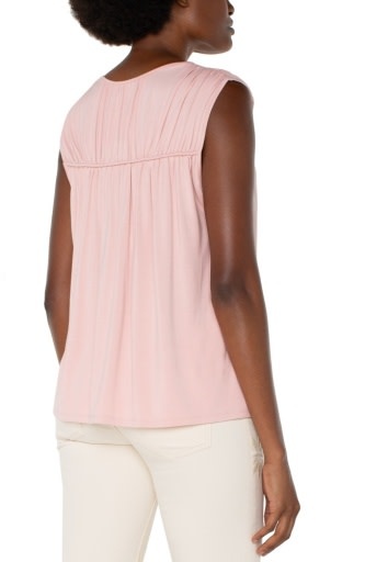 Liverpool Los Angeles sleeveless shirred detail knit top