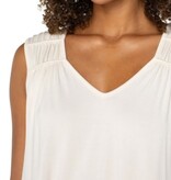 Liverpool Los Angeles sleeveless shirred detail knit top