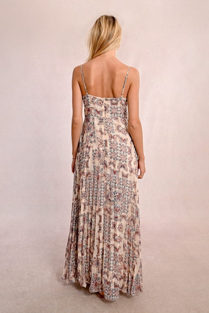 Molly Bracken Cream Capucine Long  Printed Dress
