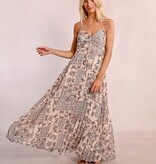 Molly Bracken Cream Capucine Long  Printed Dress