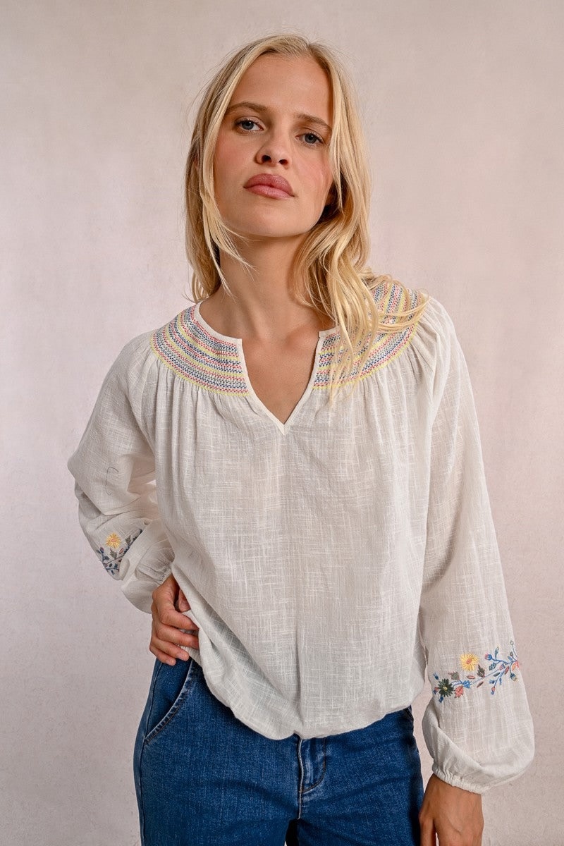 Molly Bracken EMBROIDERED BOHEMIAN BLOUSE