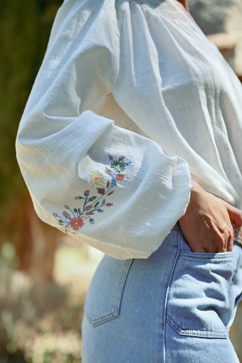 Molly Bracken EMBROIDERED BOHEMIAN BLOUSE