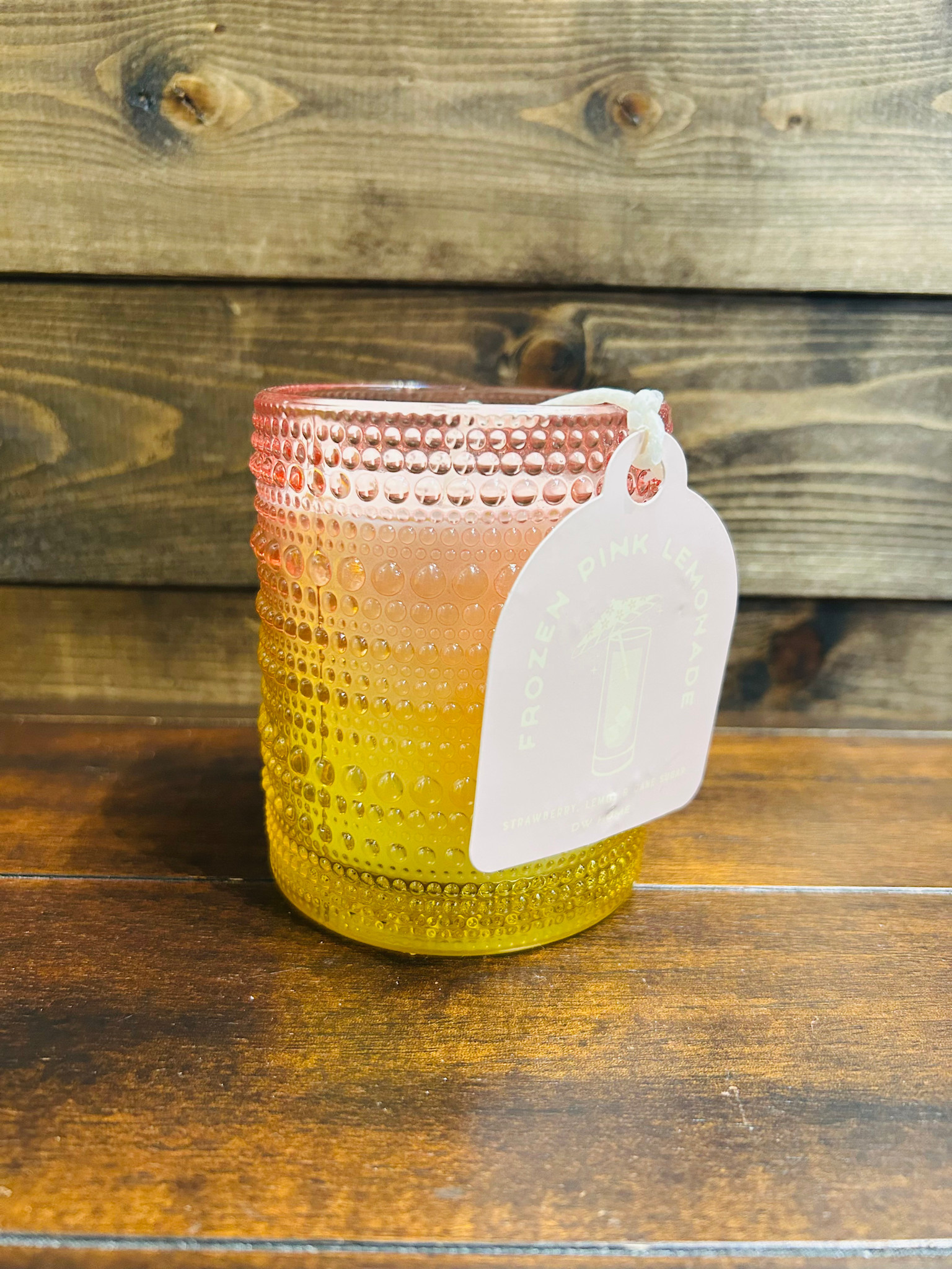 DW Candles Frozen Pink Lemonade Candle in Ombre Hobnail Jar 8.1 oz