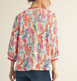 Jodifl Off White Mix Multi Color Leaf Print Top