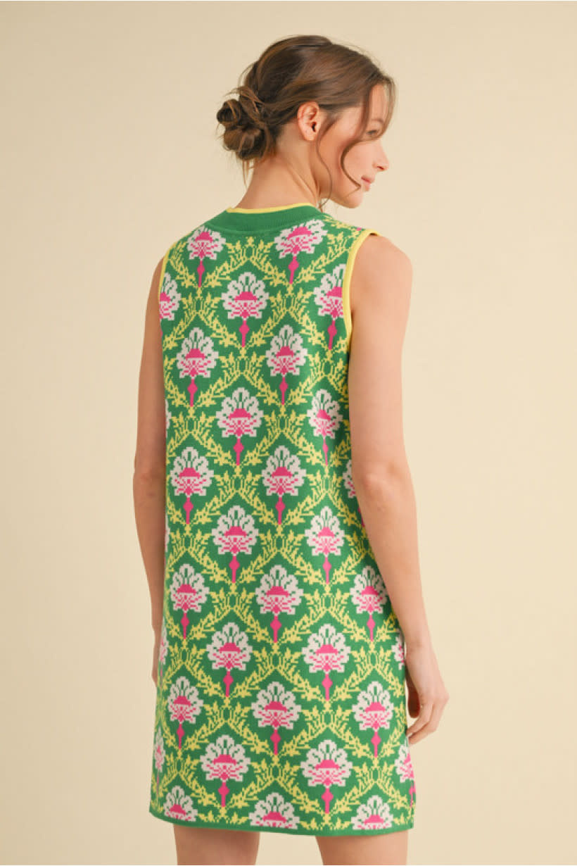 Jodifl Green Mix Geometric Print Knit Dress