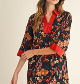 Jodifl Black Boho Floral Shift Dress
