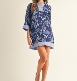 Jodifl Blue Boho Floral Shift Dress