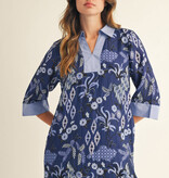 Jodifl Blue Boho Floral Shift Dress