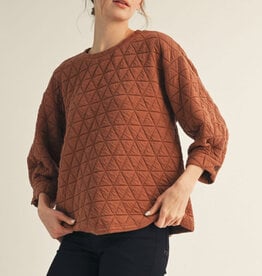 Jodifl Dusty Brick 3/4 Sleeves Textured Top