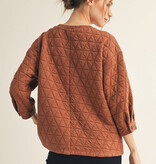 Jodifl Dusty Brick 3/4 Sleeves Textured Top