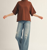 Jodifl Brown Mock Neck Soft Sweater Top