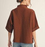 Jodifl Brown Mock Neck Soft Sweater Top
