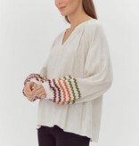 Jodifl Oatmeal Split Neck Linen Top
