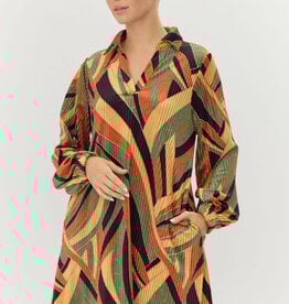 Jodifl Olive Multicolor Print Pleated Dress
