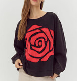 Jodifl Black Flower Patch Sweatshirt Top