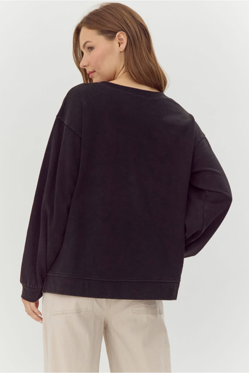 Jodifl Black Flower Patch Sweatshirt Top