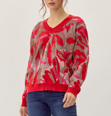 Jodifl Red Abstract Print Knit Pullover