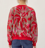 Jodifl Red Abstract Print Knit Pullover
