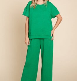 Jodifl Green U-neck Textured Top