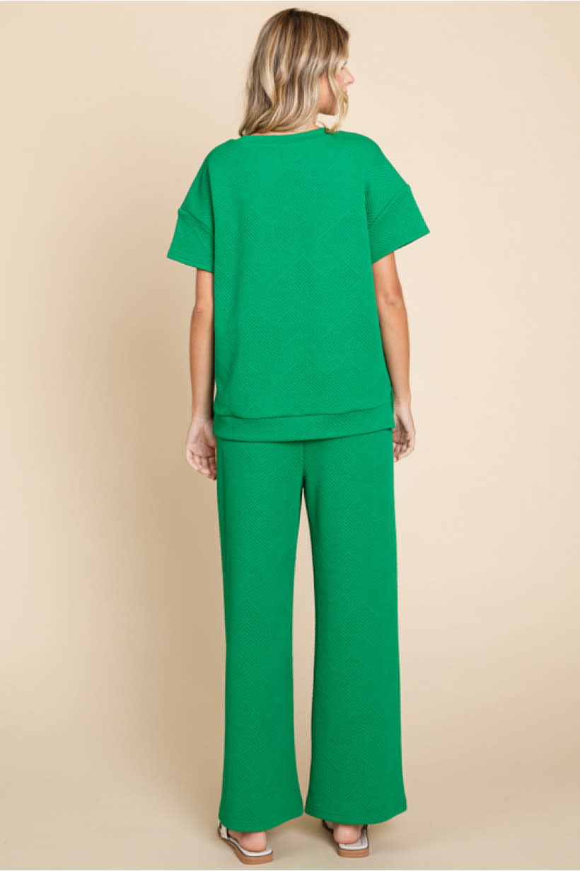 Jodifl Green U-neck Textured Top