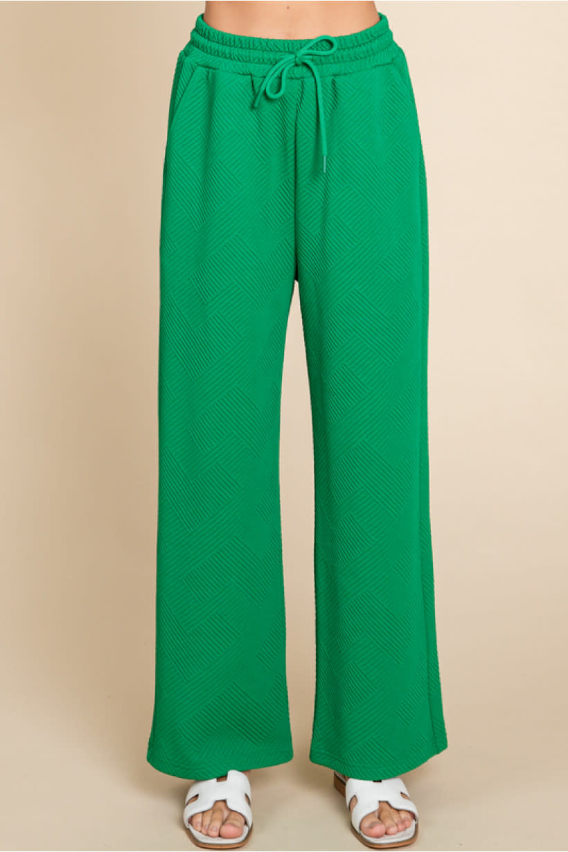 Jodifl Green Textured Loose Pants