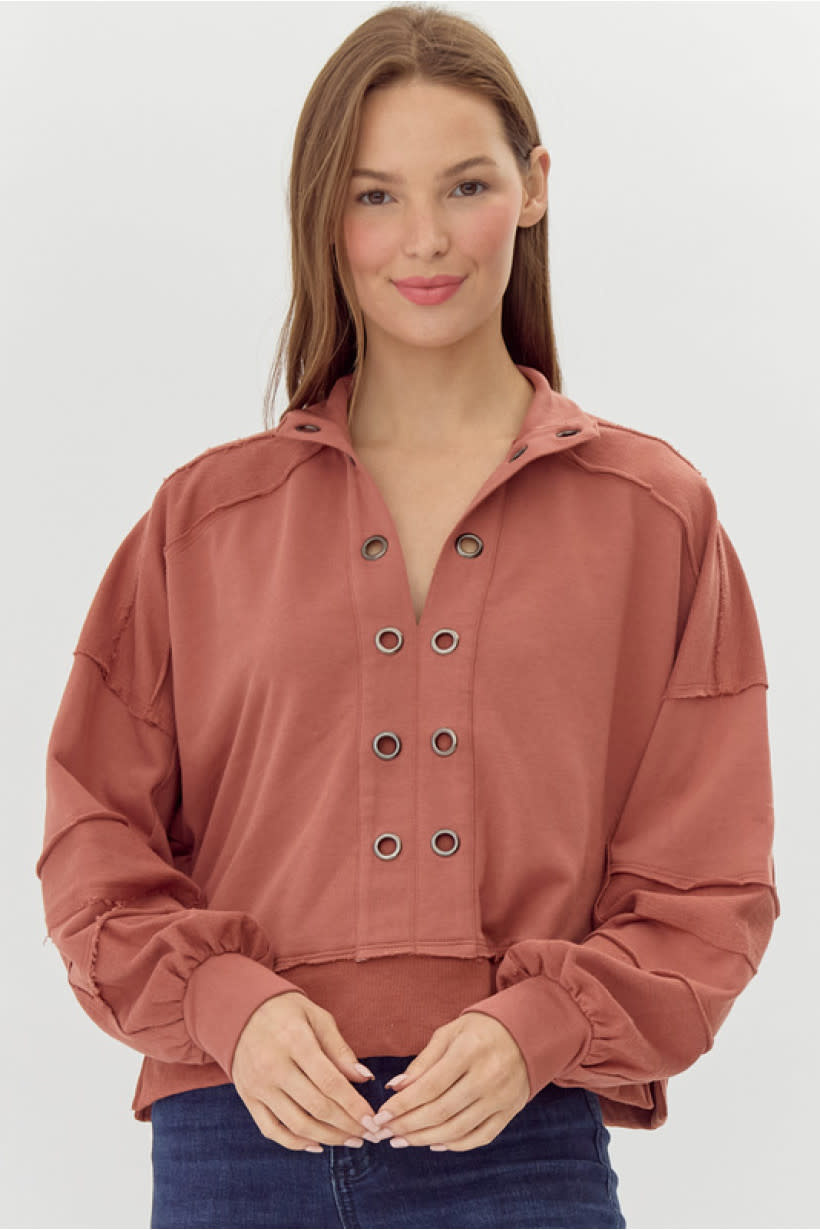 Jodifl Dark Mauve Cropped Top Pullover