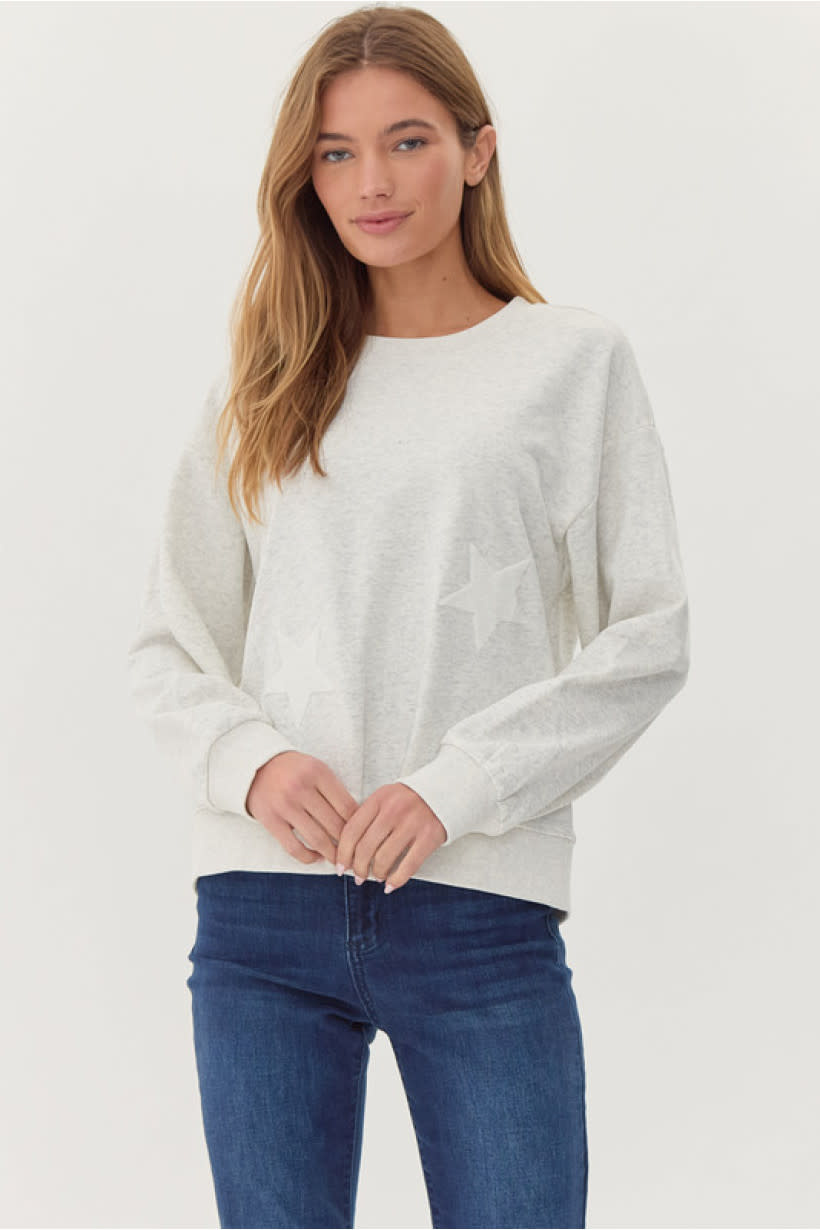 Jodifl H. Grey Star Patch Sweatshirt Top