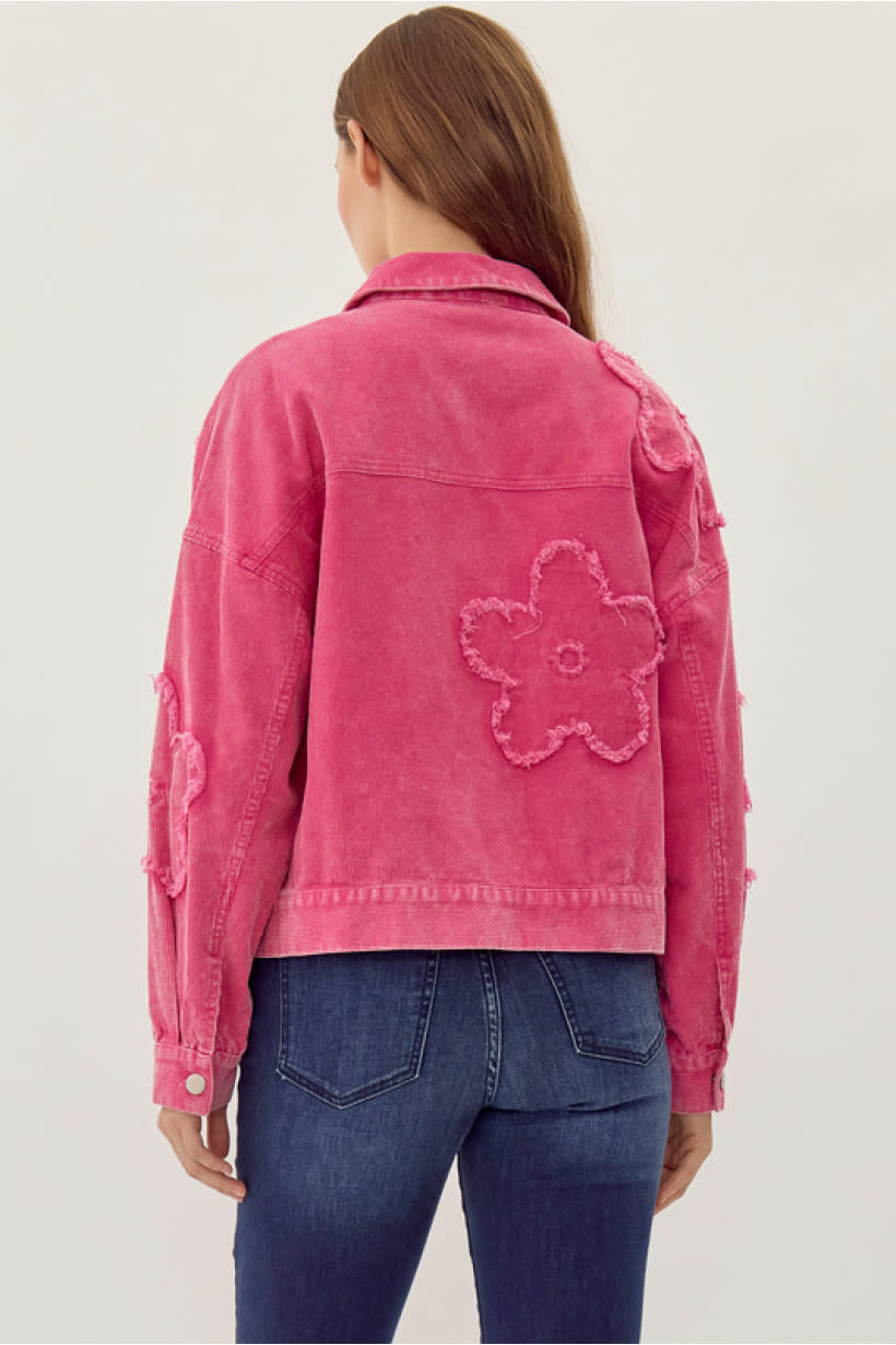 Jodifl Hot Pink Denim Style Cotton Fabric Jacket