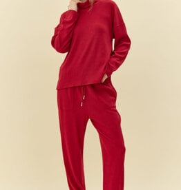 Jodifl Wine Ribbed Loose Relaxed Fit Set