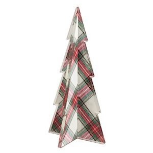 Mudpie WHITE TARTAN ACRYLIC TREE