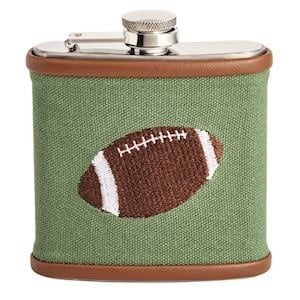 Mudpie FOOTBALL MENS EMBROIDERED FLASK