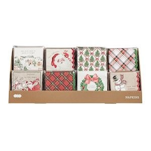 Mudpie TARTAN XMAS COCKTAIL NAPKINS (various)
