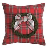 Mudpie SQUARE VELVET TARTAN PILLOW