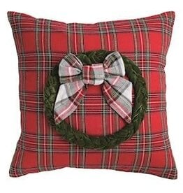 Mudpie SQUARE VELVET TARTAN PILLOW