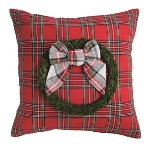 Mudpie SQUARE VELVET TARTAN PILLOW